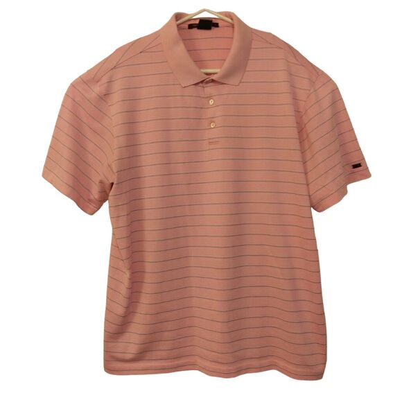 Tiger Woods Collection Nike golf polo shirt mens Xl Xlarge pink striped dri-fit - Picture 1 of 8